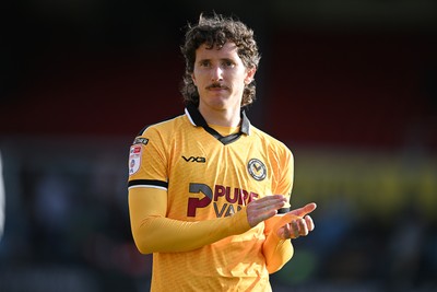 260926 - Newport County v Grimsby Town - Sky Bet League 2 - Adam Lewis of Newport County celebrates at full time