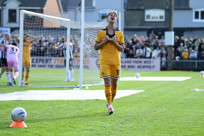 260926 - Newport County v Grimsby Town - Sky Bet League 2 - Harrison Biggins of Newport County reacts after missing a chance
