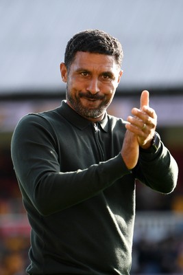 260926 - Newport County v Grimsby Town - Sky Bet League 2 - Newport County Head Coach, Hayden Mullins celebrates at full time