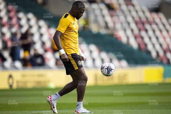 071023 - Newport County v Harrogate Town - Sky Bet League 2 - Omar Bogle of Newport County during the warm up