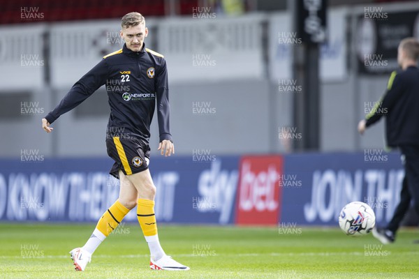 071023 - Newport County v Harrogate Town - Sky Bet League 2 - Nathan Wood of Newport County during the warm up