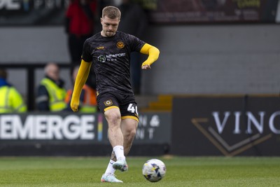 110426 - Newport County v Harrogate Town - Sky Bet League 2 - Cole Jarvis of Newport County during the warm up