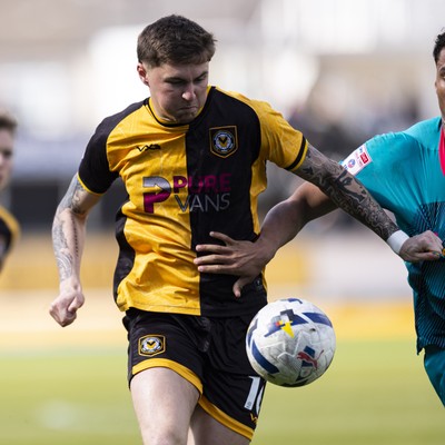 110426 - Newport County v Harrogate Town - Sky Bet League 2 - James Crole of Newport County in action