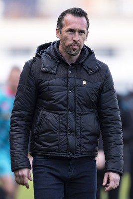 110426 - Newport County v Harrogate Town - Sky Bet League 2 - Newport County manager Christian Fuchs during half time