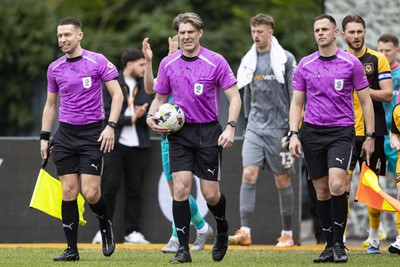 110426 - Newport County v Harrogate Town - Sky Bet League 2 - Referee Neil Hair ahead of kick off