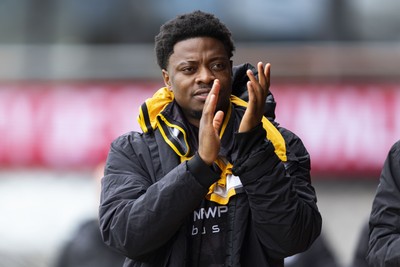 110426 - Newport County v Harrogate Town - Sky Bet League 2 - Bobby Kamwa of Newport County ahead of kick off