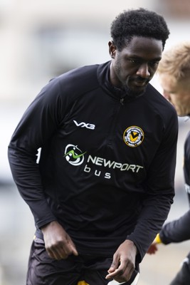 110426 - Newport County v Harrogate Town - Sky Bet League 2 - Nathan Opoku of Newport County during the warm up