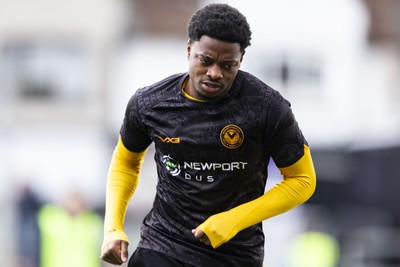 110426 - Newport County v Harrogate Town - Sky Bet League 2 - Bobby Kamwa of Newport County during the warm up