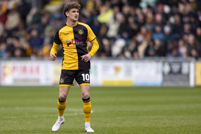 110426 - Newport County v Harrogate Town - Sky Bet League 2 - Harrison Biggins of Newport County in action