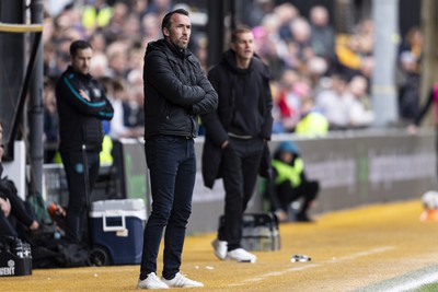 110426 - Newport County v Harrogate Town - Sky Bet League 2 - Newport County manager Christian Fuchs on the touchline