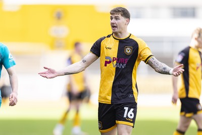 110426 - Newport County v Harrogate Town - Sky Bet League 2 - James Crole of Newport County reacts to the linesman