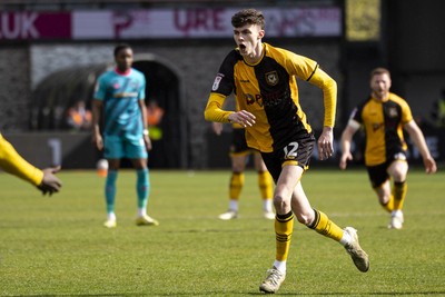 110426 - Newport County v Harrogate Town - Sky Bet League 2 - Joe Thomas of Newport County celebrates scoring his sides second goal