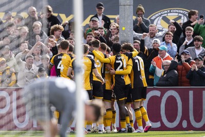 110426 - Newport County v Harrogate Town - Sky Bet League 2 - Joe Thomas of Newport County celebrates scoring his sides second goal