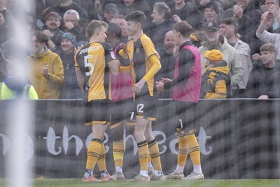 110426 - Newport County v Harrogate Town - Sky Bet League 2 - Joe Thomas of Newport County celebrates scoring his sides second goal