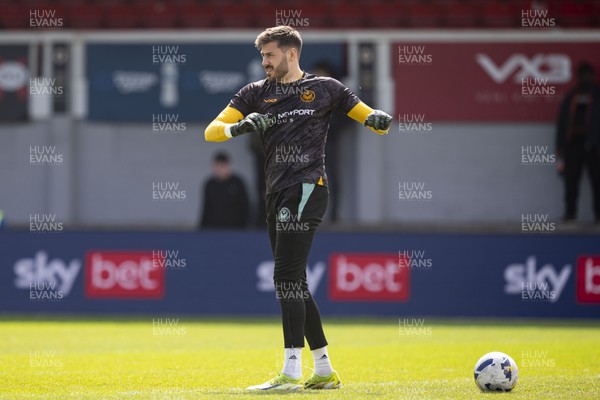 110426 - Newport County v Harrogate Town - Sky Bet League 2 - Newport County goalkeeper Shaun MacDonald during the warm up