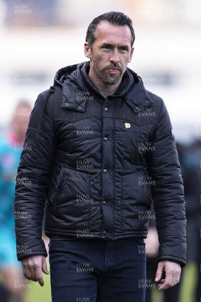 110426 - Newport County v Harrogate Town - Sky Bet League 2 - Newport County manager Christian Fuchs during half time