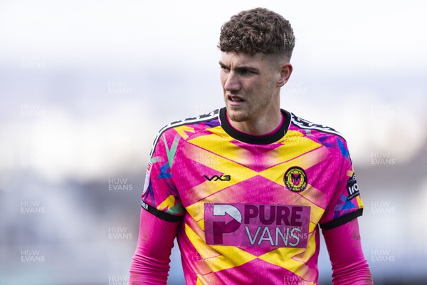 110426 - Newport County v Harrogate Town - Sky Bet League 2 - Newport County goalkeeper Jordan Wright during half time