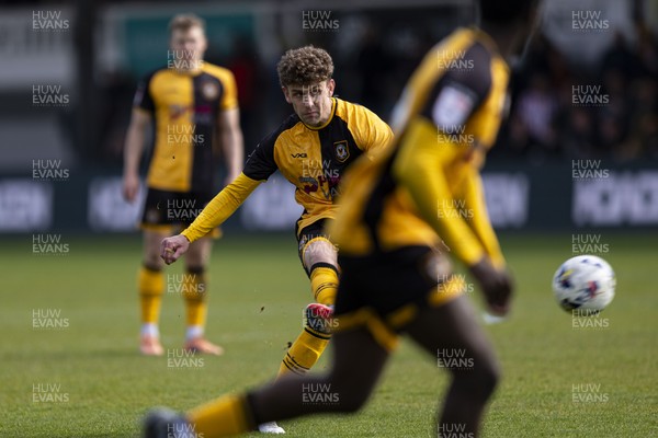 110426 - Newport County v Harrogate Town - Sky Bet League 2 - Harrison Biggins of Newport County takes a free kick