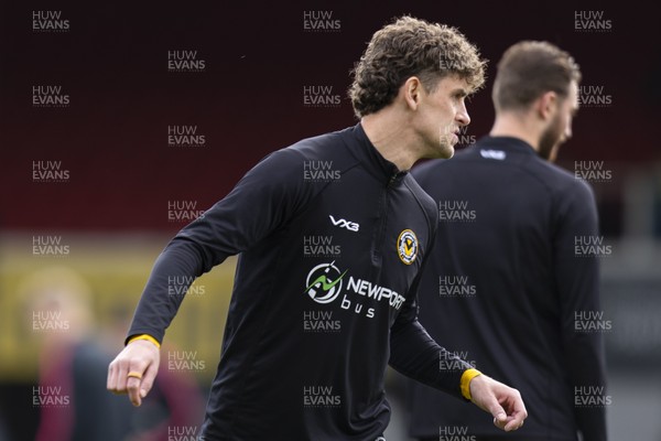 110426 - Newport County v Harrogate Town - Sky Bet League 2 - Harrison Biggins of Newport County during the warm up