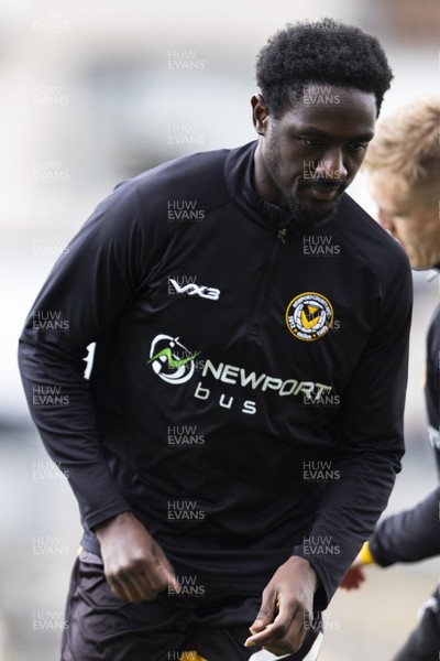110426 - Newport County v Harrogate Town - Sky Bet League 2 - Nathan Opoku of Newport County during the warm up