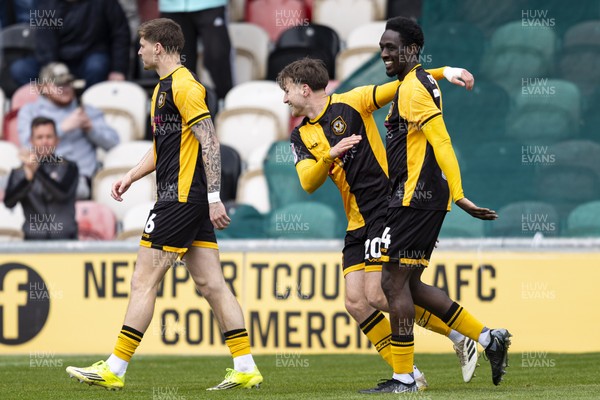 110426 - Newport County v Harrogate Town - Sky Bet League 2 - Nathan Opoku of Newport County celebrates scoring his sides first goal