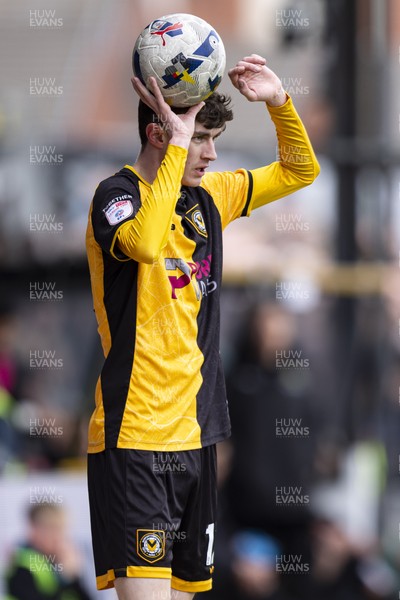 110426 - Newport County v Harrogate Town - Sky Bet League 2 - Joe Thomas of Newport County takes a throw in