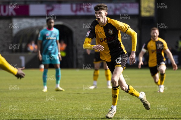 110426 - Newport County v Harrogate Town - Sky Bet League 2 - Joe Thomas of Newport County celebrates scoring his sides second goal