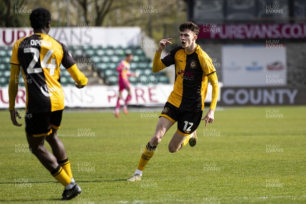 110426 - Newport County v Harrogate Town - Sky Bet League 2 - Joe Thomas of Newport County celebrates scoring his sides second goal