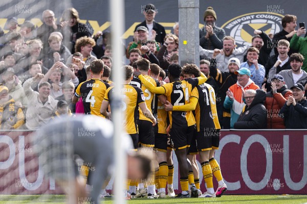 110426 - Newport County v Harrogate Town - Sky Bet League 2 - Joe Thomas of Newport County celebrates scoring his sides second goal