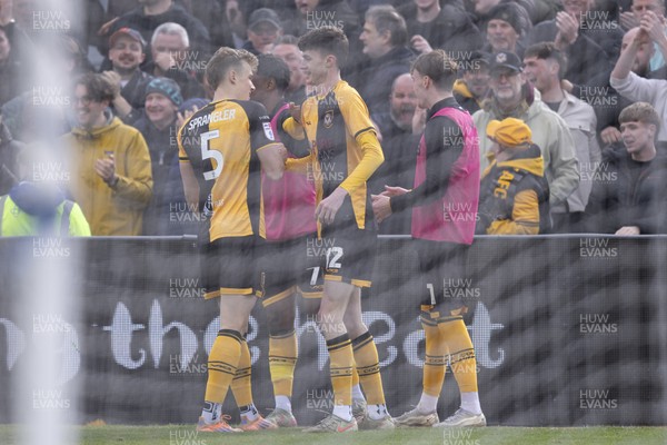 110426 - Newport County v Harrogate Town - Sky Bet League 2 - Joe Thomas of Newport County celebrates scoring his sides second goal