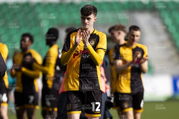 110426 - Newport County v Harrogate Town - Sky Bet League 2 - Joe Thomas of Newport County applauds the fans at full time