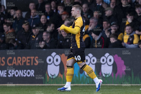 110426 - Newport County v Harrogate Town - Sky Bet League 2 - Cole Jarvis of Newport County in action