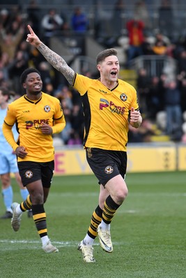 150325 - Newport County v Harrogate Town - Sky Bet League 2 - James Clarke of Newport County celebrates scoring a goal