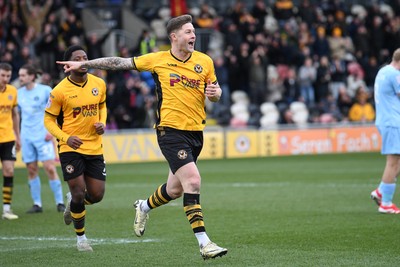 150325 - Newport County v Harrogate Town - Sky Bet League 2 - James Clarke of Newport County celebrates scoring a goal