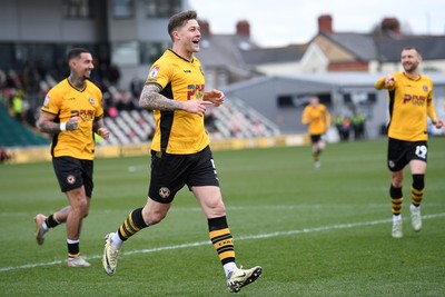 150325 - Newport County v Harrogate Town - Sky Bet League 2 - James Clarke of Newport County celebrates scoring a goal