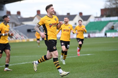 150325 - Newport County v Harrogate Town - Sky Bet League 2 - James Clarke of Newport County celebrates scoring a goal