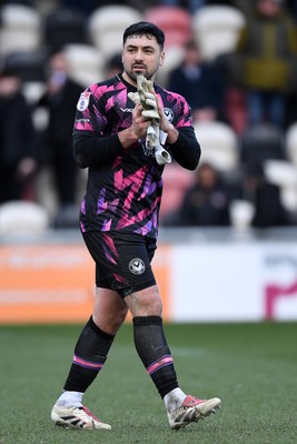 150325 - Newport County v Harrogate Town - Sky Bet League 2 - Nick Townsend of Newport County applauding fans at full time