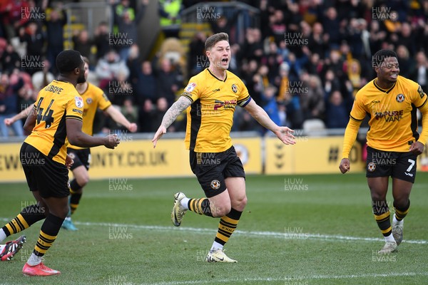 150325 - Newport County v Harrogate Town - Sky Bet League 2 - James Clarke of Newport County celebrates scoring a goal