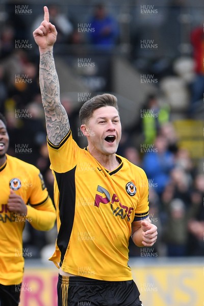 150325 - Newport County v Harrogate Town - Sky Bet League 2 - James Clarke of Newport County celebrates scoring a goal