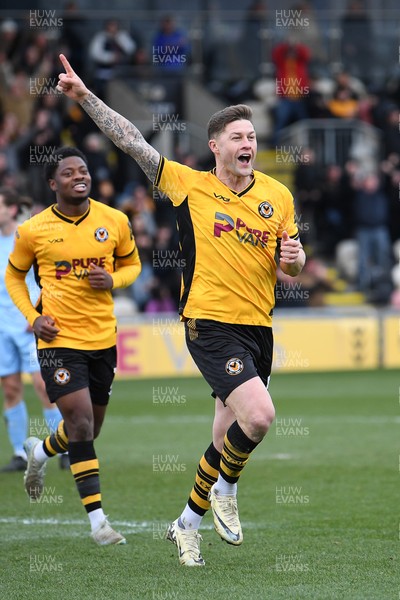 150325 - Newport County v Harrogate Town - Sky Bet League 2 - James Clarke of Newport County celebrates scoring a goal