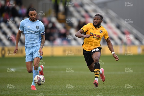 150325 - Newport County v Harrogate Town - Sky Bet League 2 - David Ajiboye of Newport County