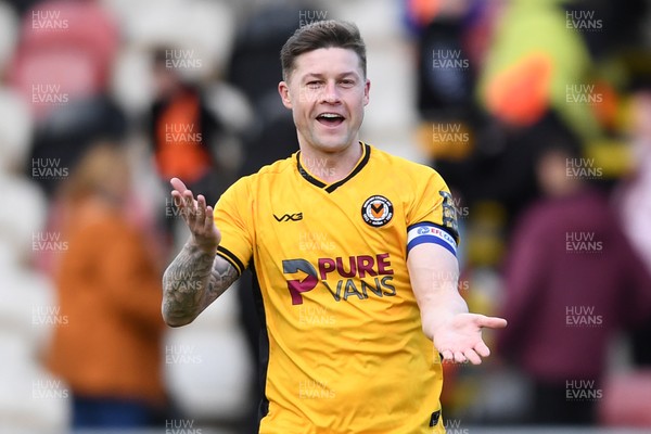 150325 - Newport County v Harrogate Town - Sky Bet League 2 - James Clarke of Newport County celebrates the win at full time