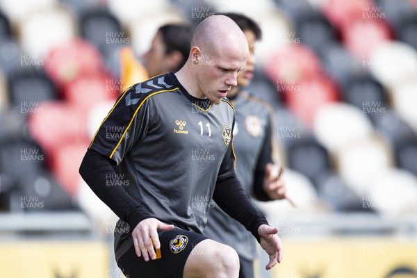 150423 - Newport County v Hartlepool United - Sky Bet League 2 - James Waite of Newport County during the warm up