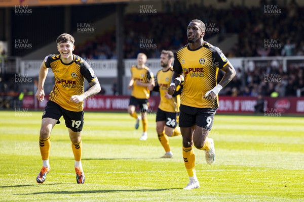 150423 - Newport County v Hartlepool United - Sky Bet League 2 - Omar Bogle of Newport County celebrates scoring his sides first goal