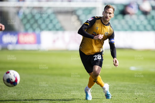 150423 - Newport County v Hartlepool United - Sky Bet League 2 - Mickey Demetriou of Newport County in action 
