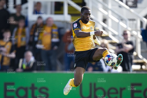 150423 - Newport County v Hartlepool United - Sky Bet League 2 - Omar Bogle of Newport County in action