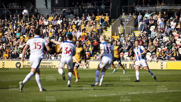 150423 - Newport County v Hartlepool United - Sky Bet League 2 - Fans watch action during the second half 