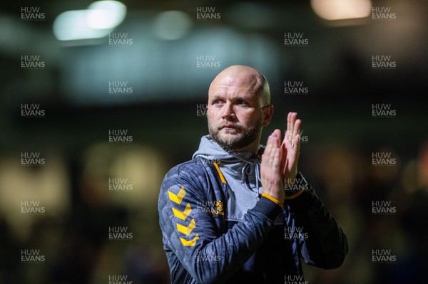 180322 - Newport County v Hartlepool United - Sky Bet League 2 - James Rowberry manager of Newport County applauds the fans