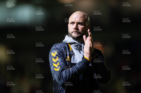 180322 - Newport County v Hartlepool United - Sky Bet League 2 - James Rowberry manager of Newport County applauds the fans