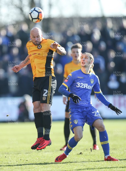 070118 - Newport County v Leeds United, Emirates FA Cup Round 3 - David Pipe of Newport County heads the ball forward